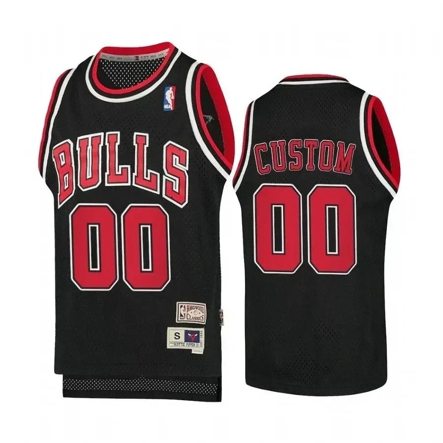Custom Chicago Bulls Hardwood Classics Jersey Black Multicolor Unisex