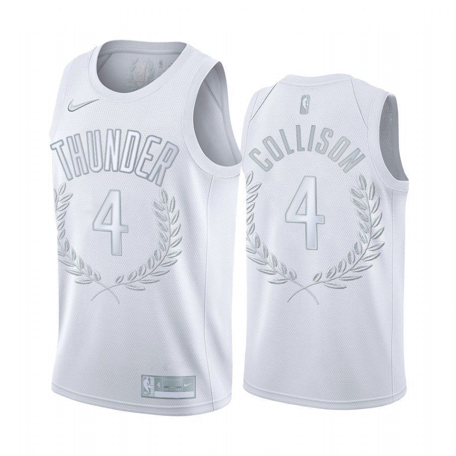 Men's Nick Collison 4 OKC Thunder White Retired Number Jersey