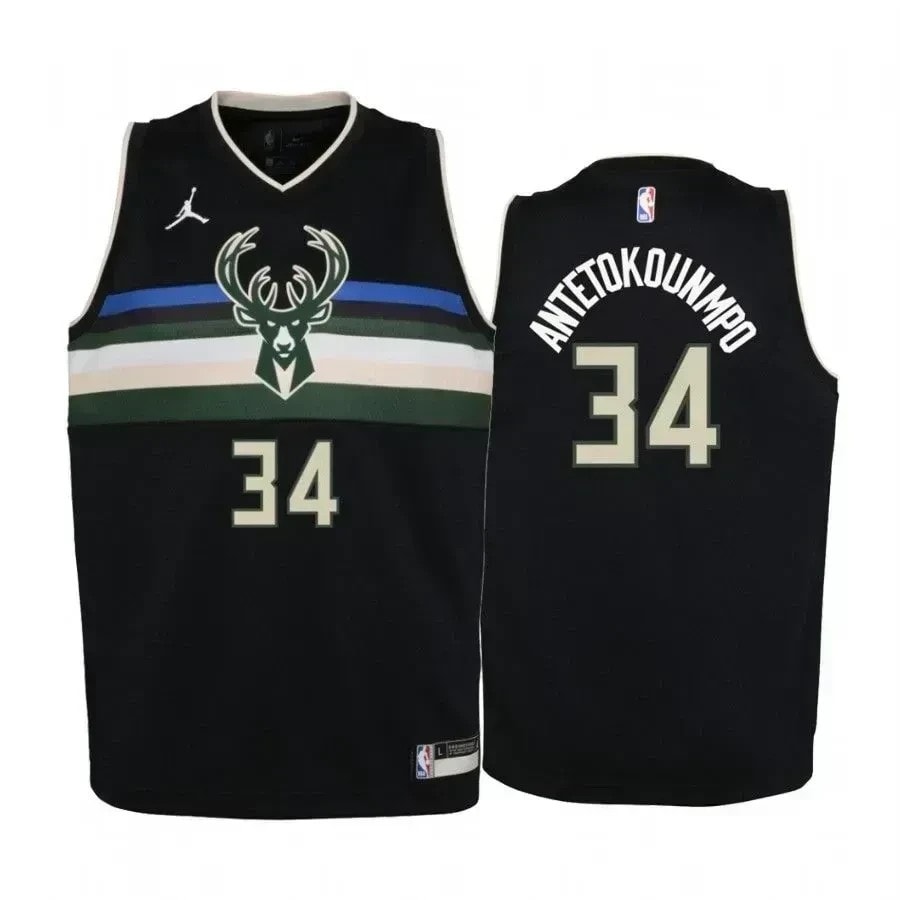 Giannis Antetokounmpo Milwaukee Bucks Black Statement Jersey Multicolor