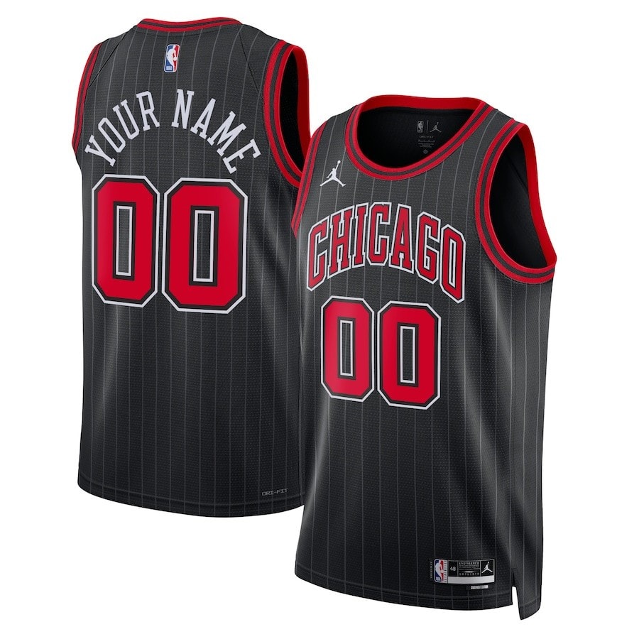 Chicago Bulls 2023/24 Statement Swingman Custom Men Jersey Black Multicolor