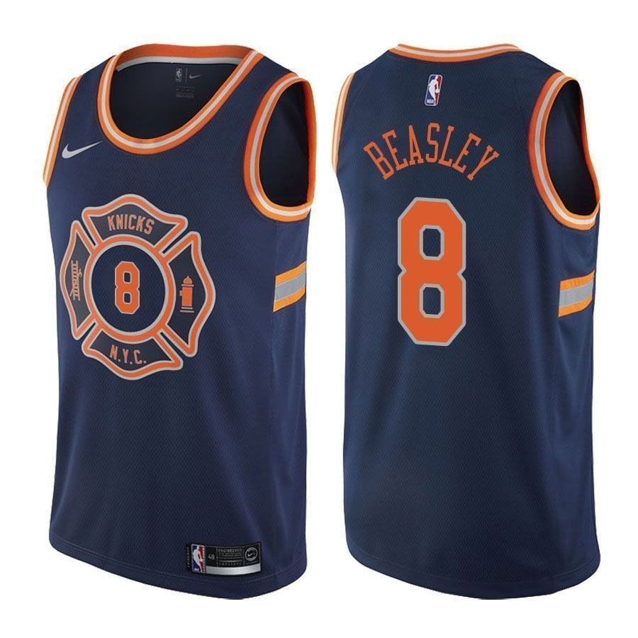 Knicks Michael Beasley #8 City Edition Navy Basketball Jersey - Men's Sizes
