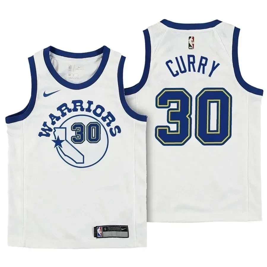 Warriors Stephen Curry 30 Hardwood Classic White Multicolor Jersey