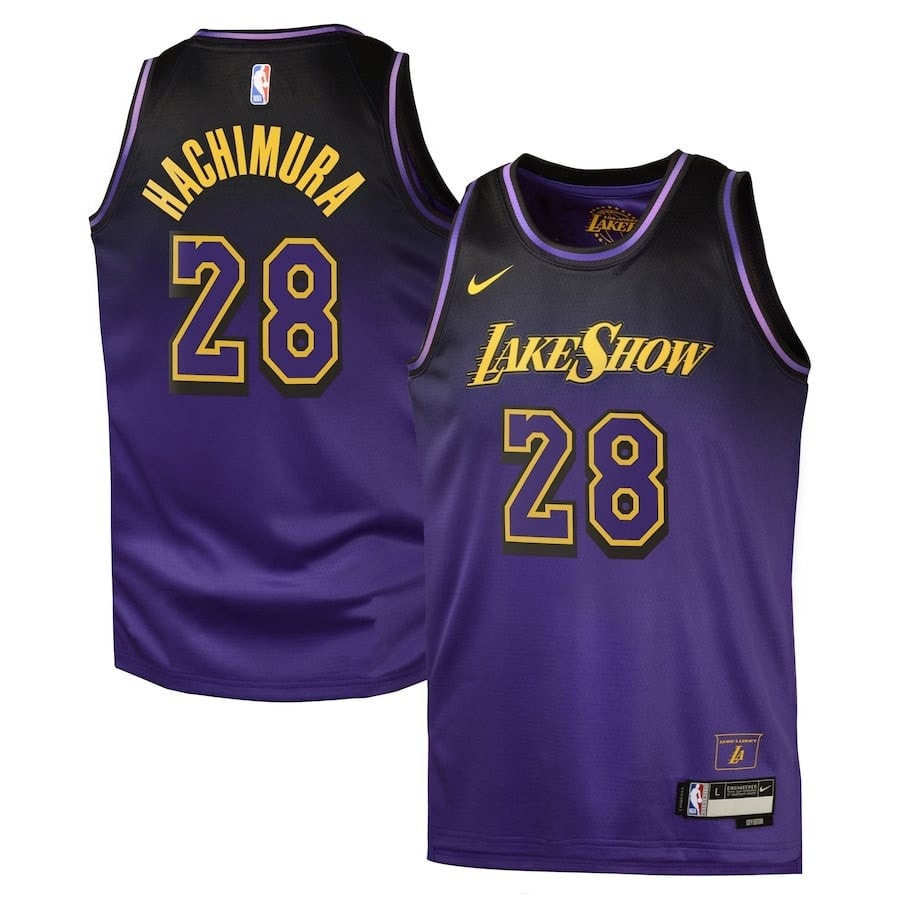 Rui Hachimura 28 Los Angeles Lakers City Edition Purple Swingman Jersey
