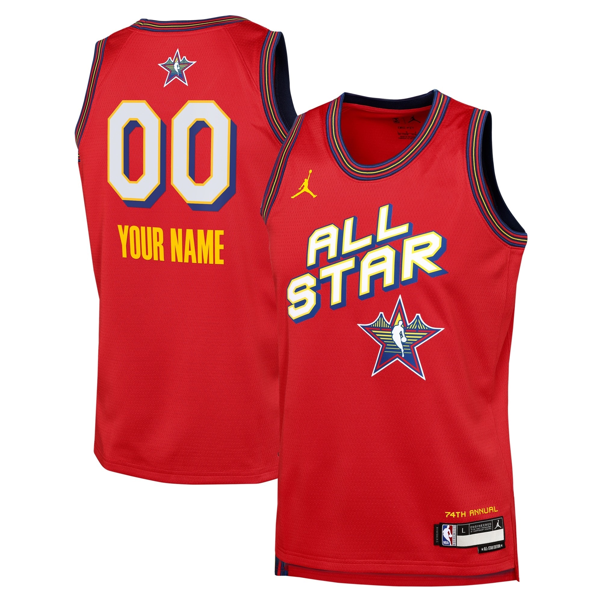 NBA Jordan Brand All Star 2025 Swingman Team Jersey Red Sizes