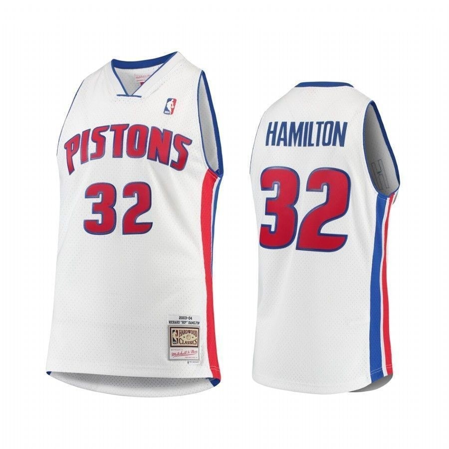 Men's Detroit Pistons Richard Hamilton #32 White Hardwood Classics Jersey