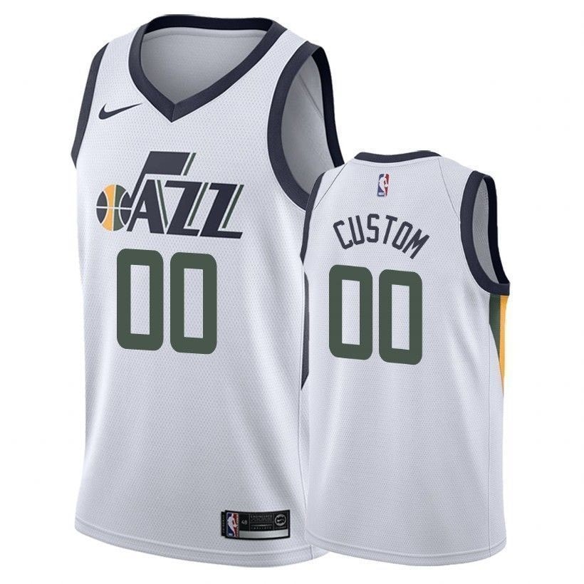 Men's Jazz Custom Association White Basketball Jersey - 100% Polyester, Sizes
