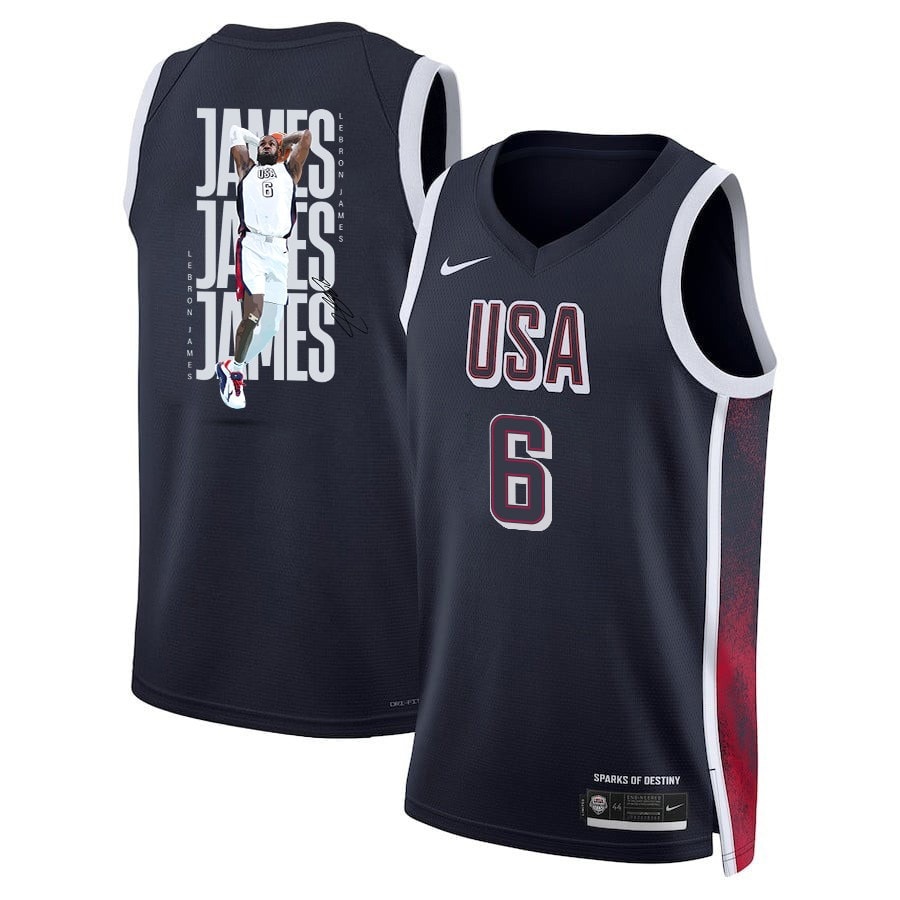 LeBron James USA Basketball 2024 Swingman Player Jersey Navy Multi Color Unisex Adult