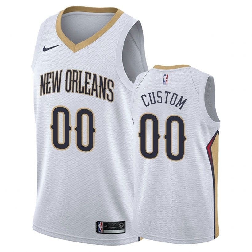 Men's Pelicans Custom 00 Association White Basketball Jersey