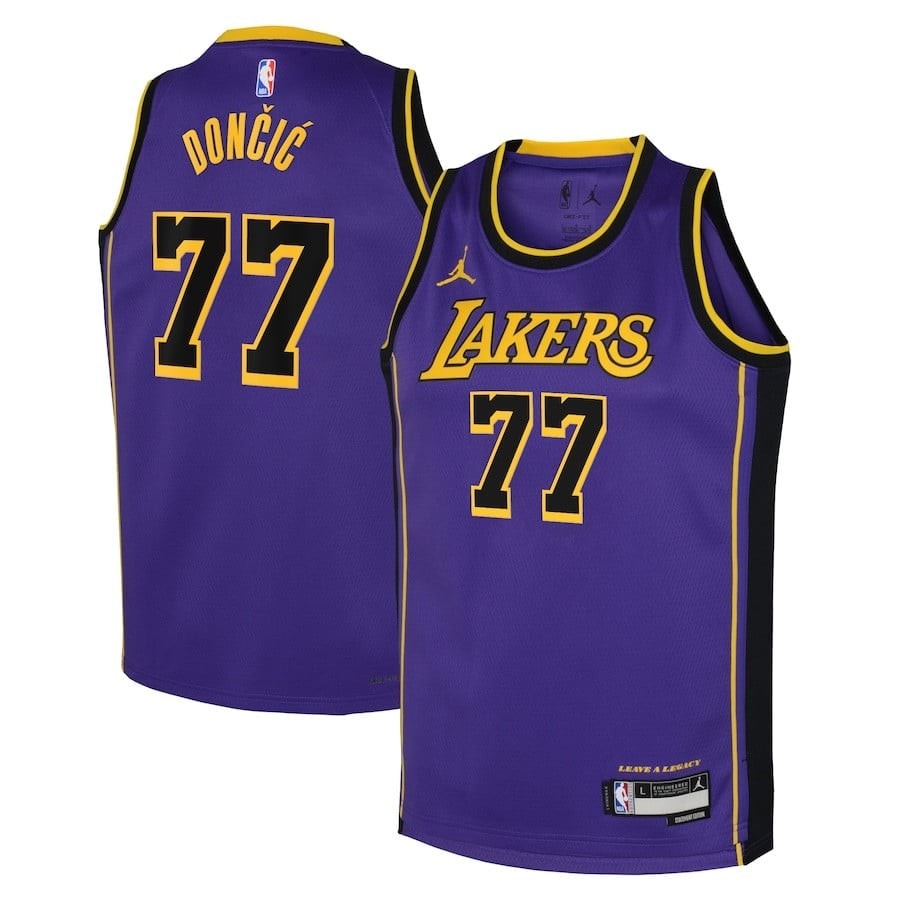 Luka Doncic 77 Los Angeles Lakers 2024/25 Swingman Player Jersey Statement Edition Purple