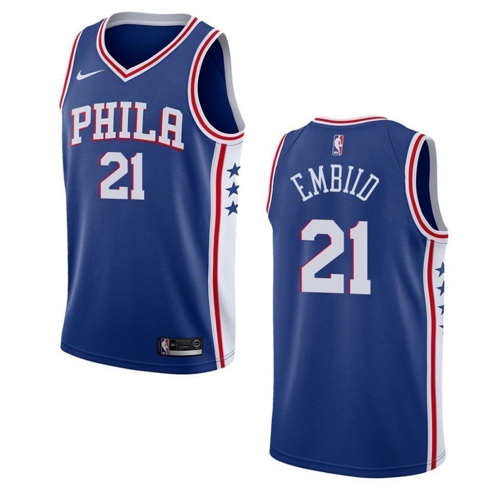 Men's Philadelphia 76ers Joel Embiid Icon Swingman Jersey Blue - Size