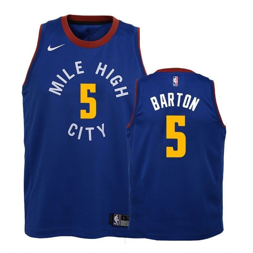Nuggets Will Barton 5 2018-19 State Blue Basketball Jersey Unisex