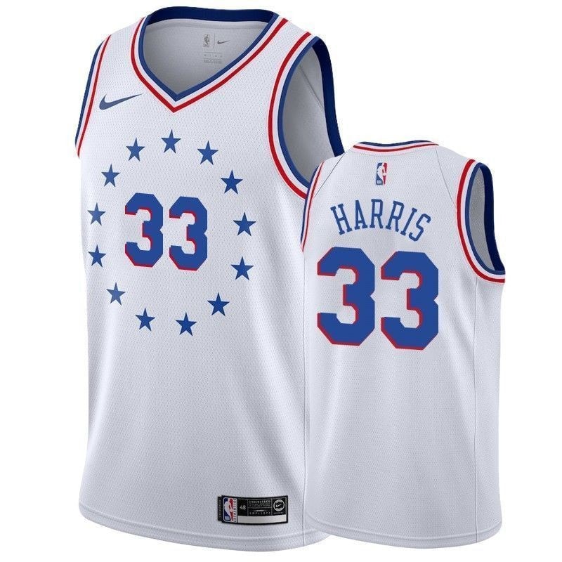Men's Tobias Harris 33 Earned White 76ers Jersey - Breathable Polyester Athletic Wear