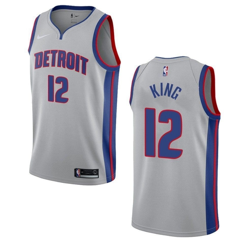 Men's Detroit Pistons 12 Louis King Statement Swingman Jersey Gray