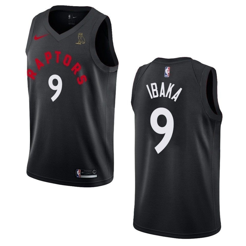 Men's Toronto Raptors Serge Ibaka Drake OVO Collection Jersey Black