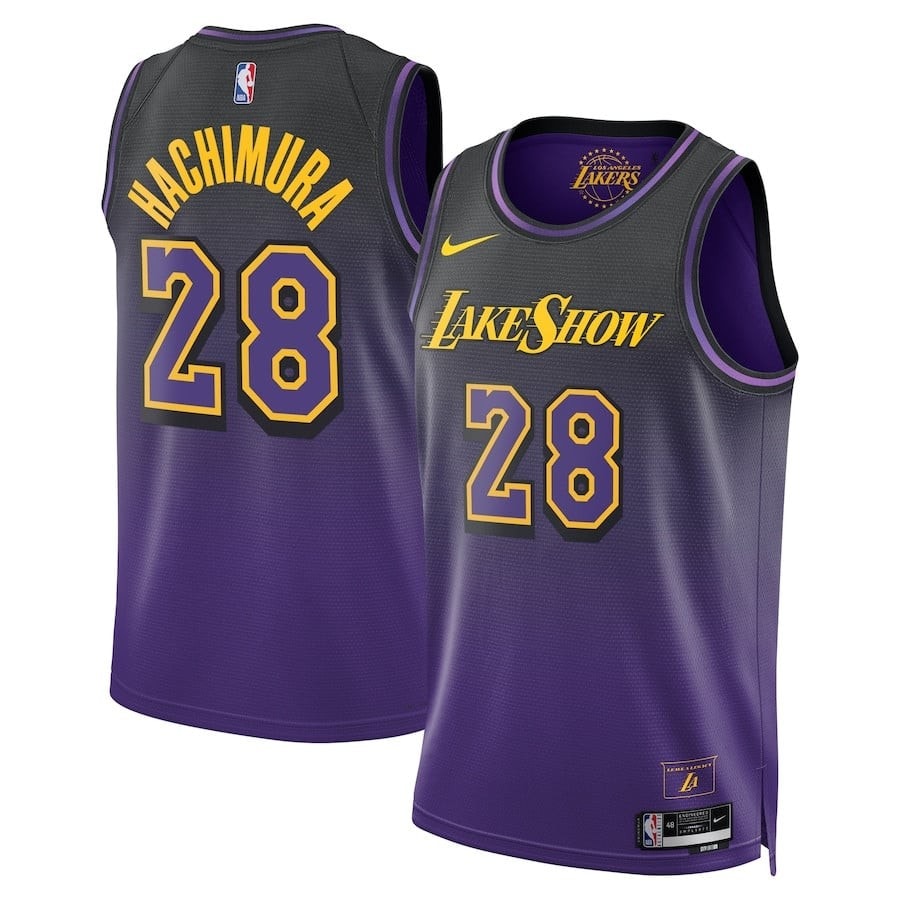 Rui Hachimura 28 Los Angeles Lakers Unisex 2024/25 Swingman Player Jersey City Edition Purple