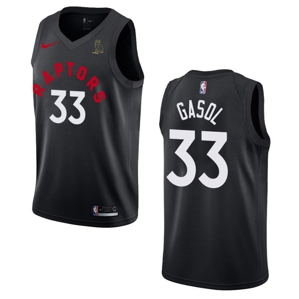 Men's Toronto Raptors Marc Gasol 33 Drake OVO Collection Jersey Black Multicolor