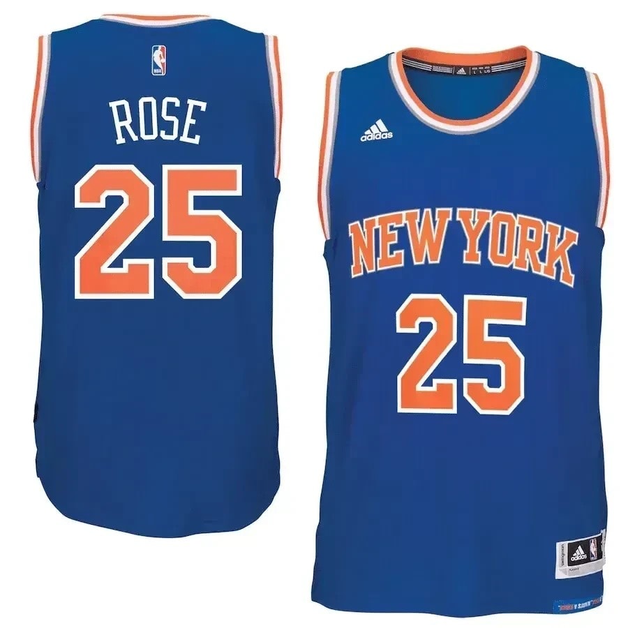 Derrick Rose New York Knicks Climacool Road Swingman Jersey Royal Multicolor