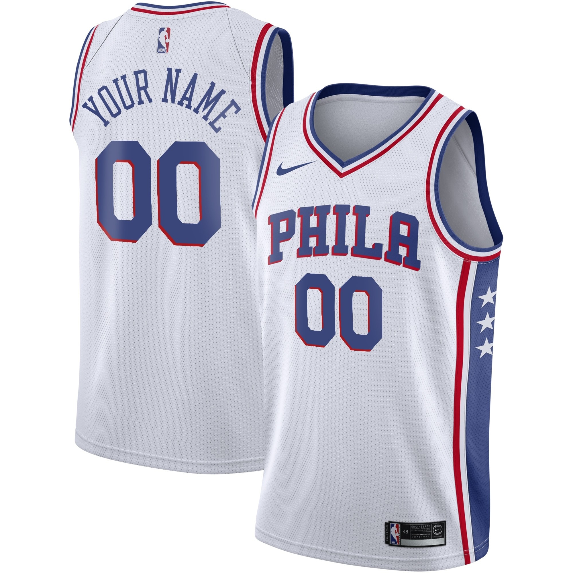 Philadelphia 76ers Association Swingman Jersey Custom S M L XL 2XL 3XL