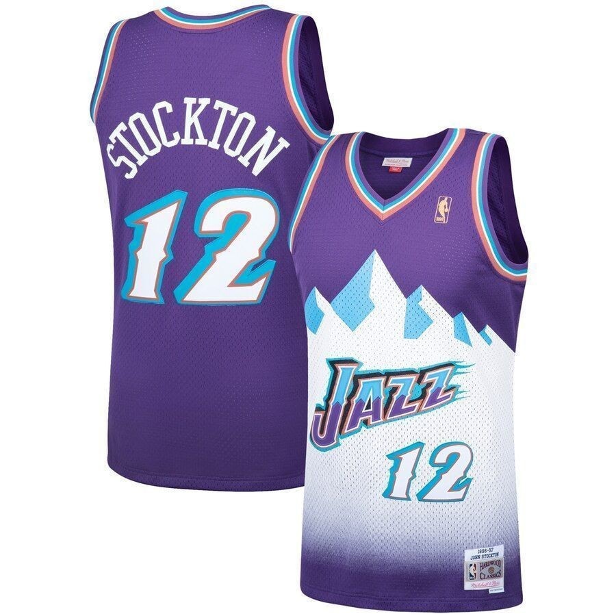 John Stockton Utah Jazz Mitchell & Ness 1996-97 Hardwood Classics Swingman Jersey Purple