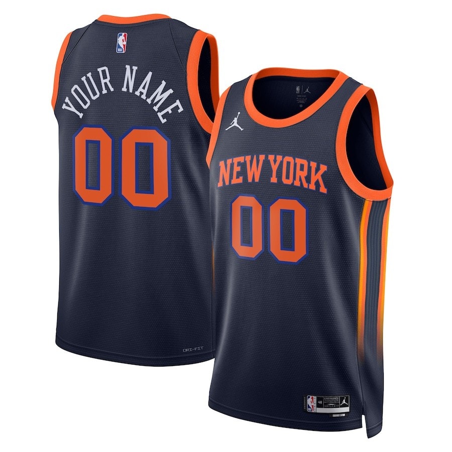 New York Knicks 2023/24 Statement Swingman Custom Men Jersey Navy