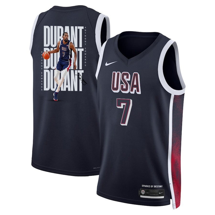 Kevin Durant 7 Key Player USA Basketball 2024 Swingman Jersey Navy Multicolor Men's Unisex