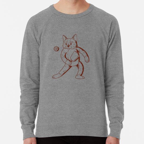 Black And White Drawing Of A Cat Holding A Tennis Ball Sweatshirt