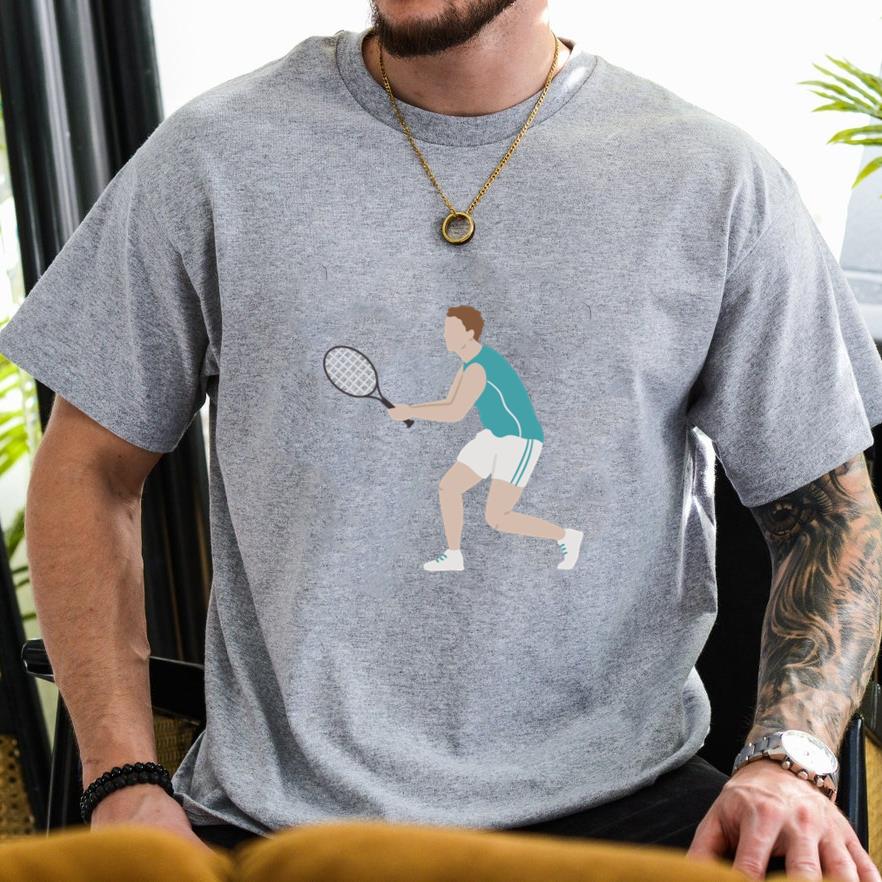 Man Running And Playing Tennis With A Racquet T-Shirt