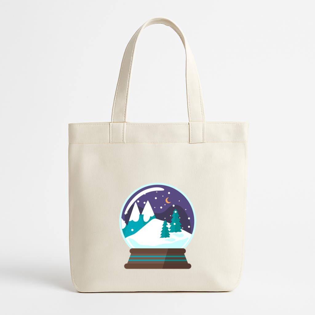 Mountain Scene Snow Globe Canvas Tote Bag