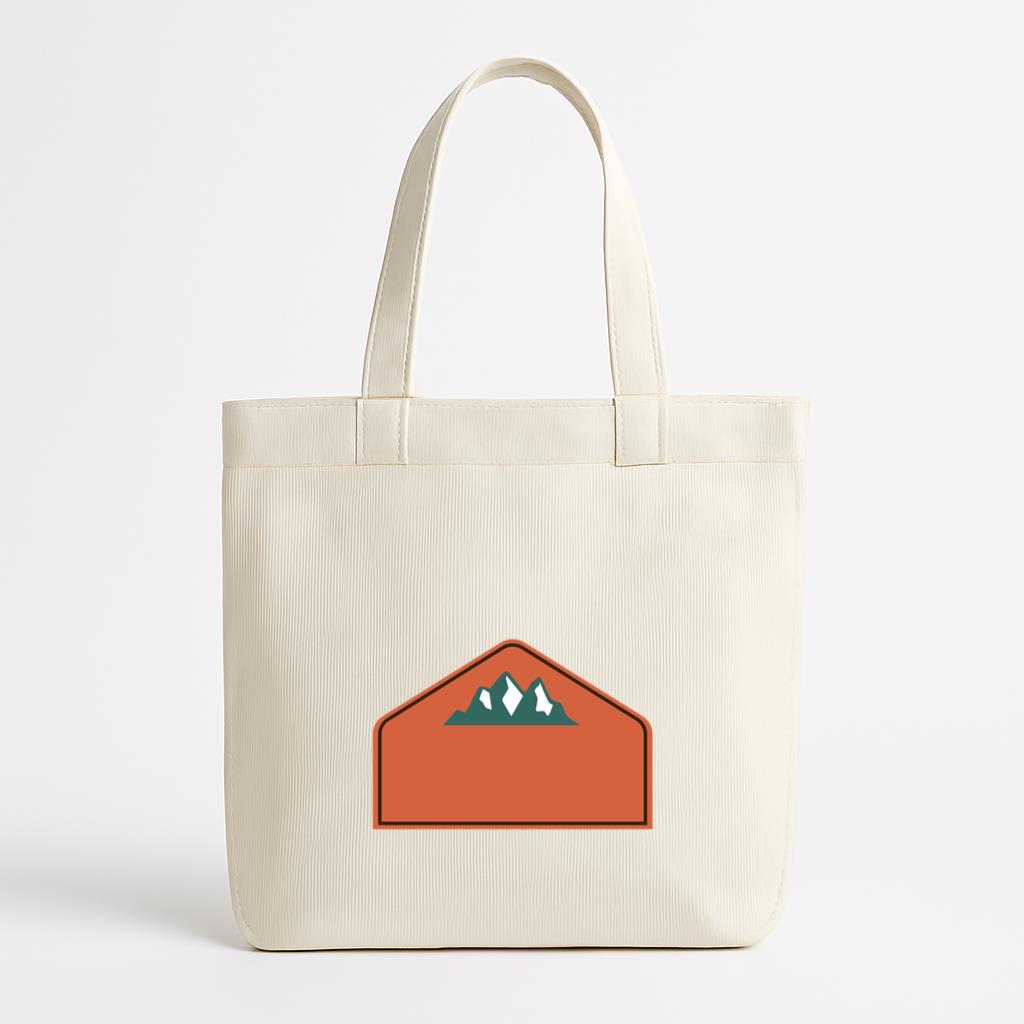 Mountains Label Semi Flat Canvas Tote Bag