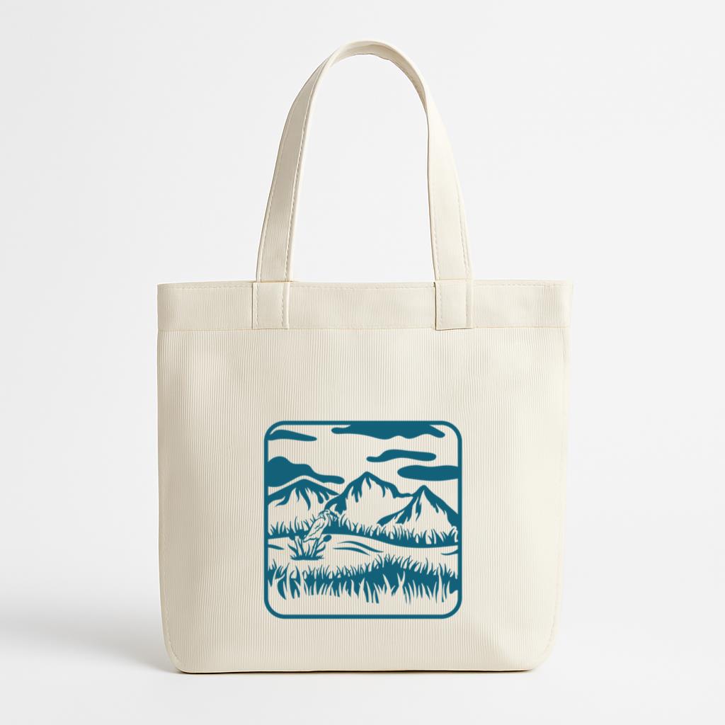 Mountains Square Duotone Landscape Canvas Tote Bag