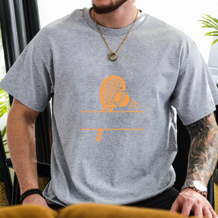 Orange Tennis Racket And Ball Label T-Shirt
