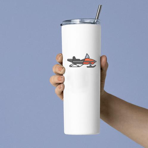 Red Flat Stroke Snowmobile Tumbler
