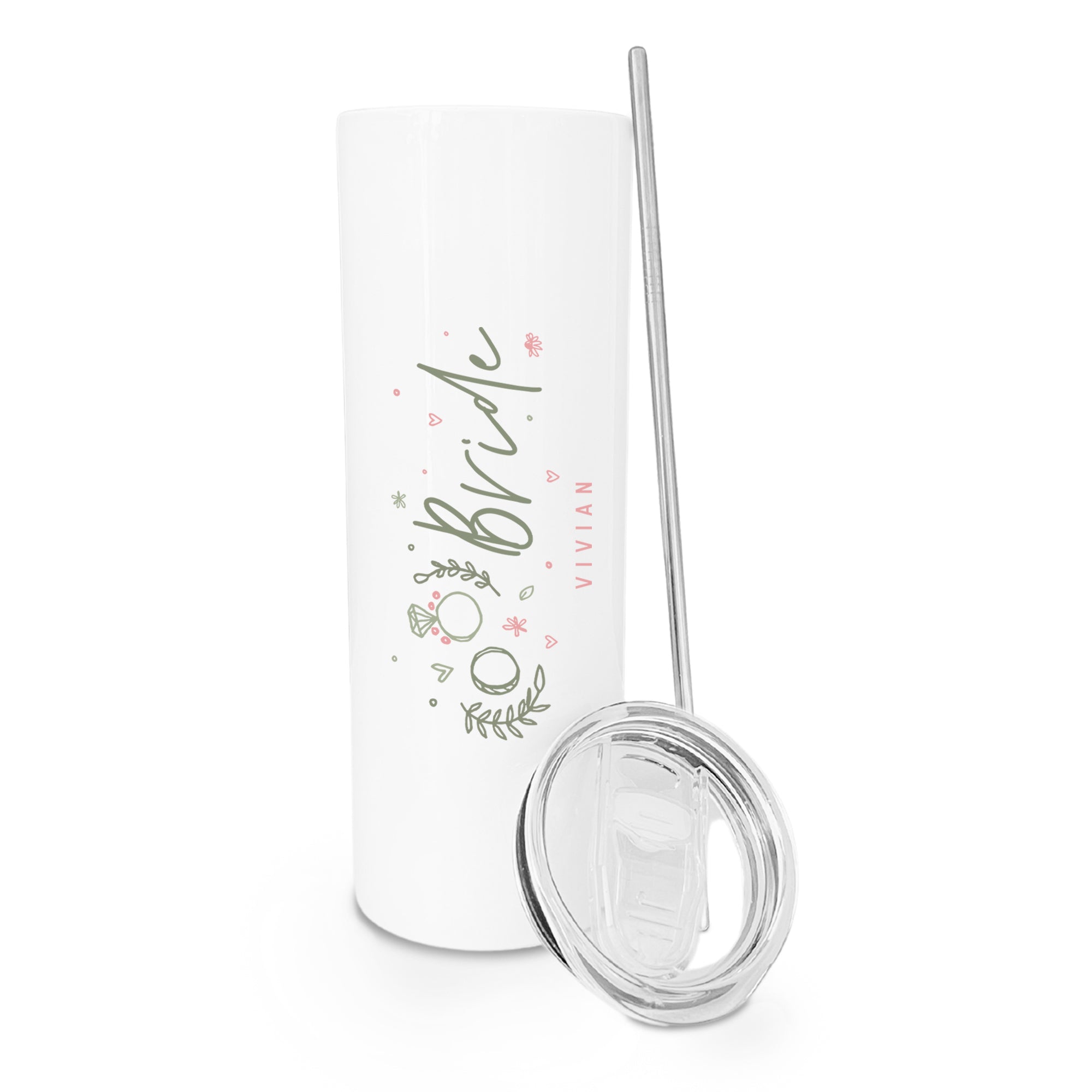 Personalized Name Floral Bride Wedding Tumbler