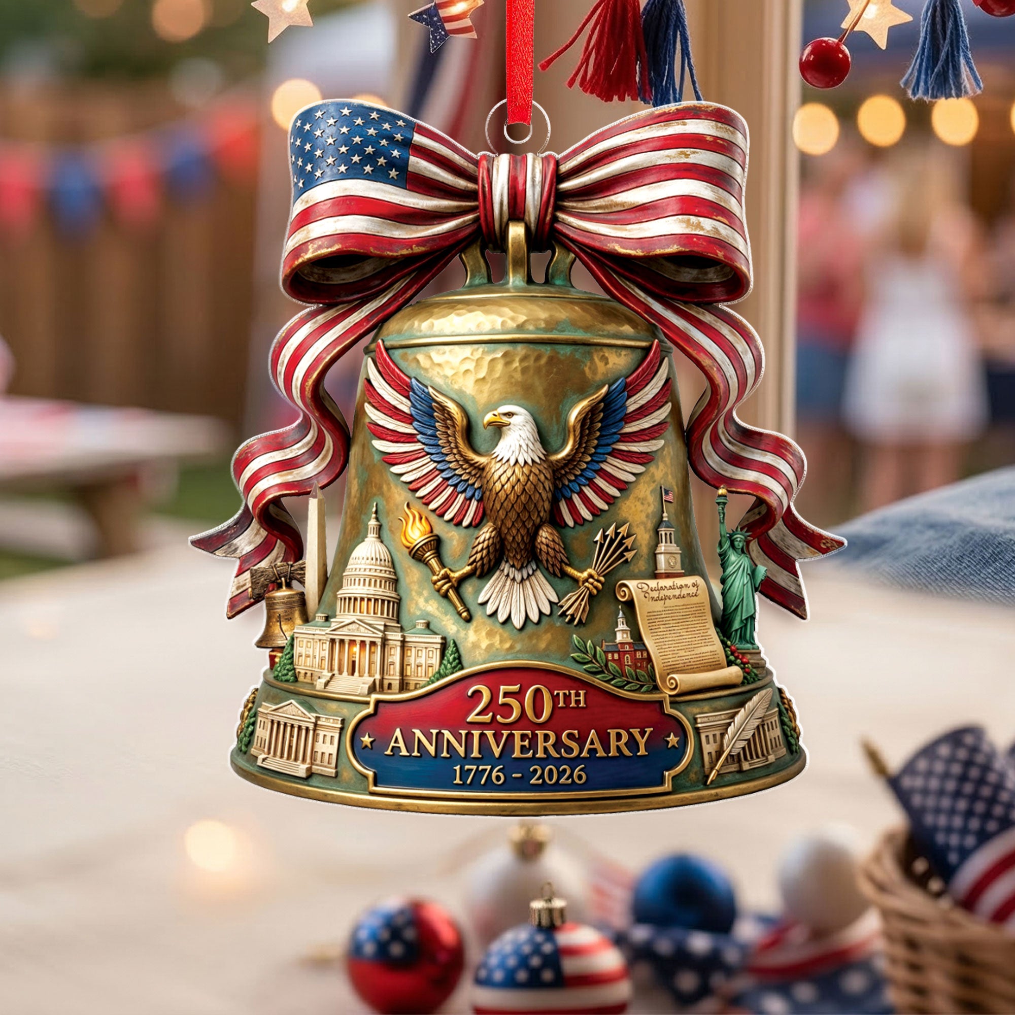 2026 U.S. 250th Anniversary Acrylic Ornament with American Eagle, Capitol, Liberty Bell