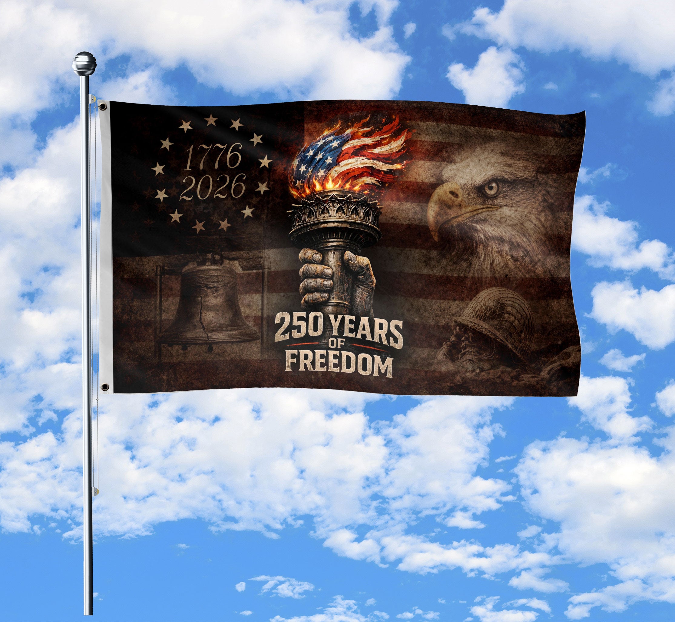 250 Years of Freedom Double-Sided House Flag Eagle Design 1776-2026
