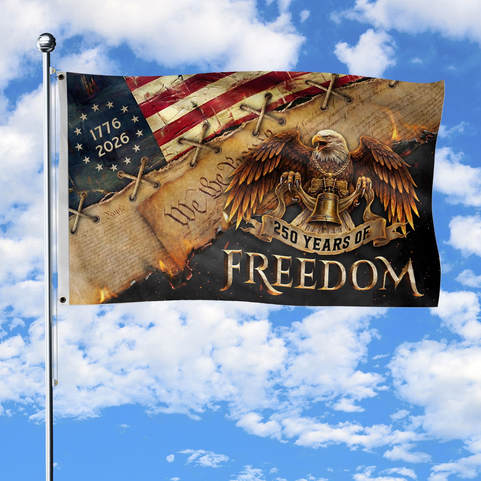 250 Years of Freedom Double-Sided House Flag USA 250th Anniversary Patriotic American Eagle