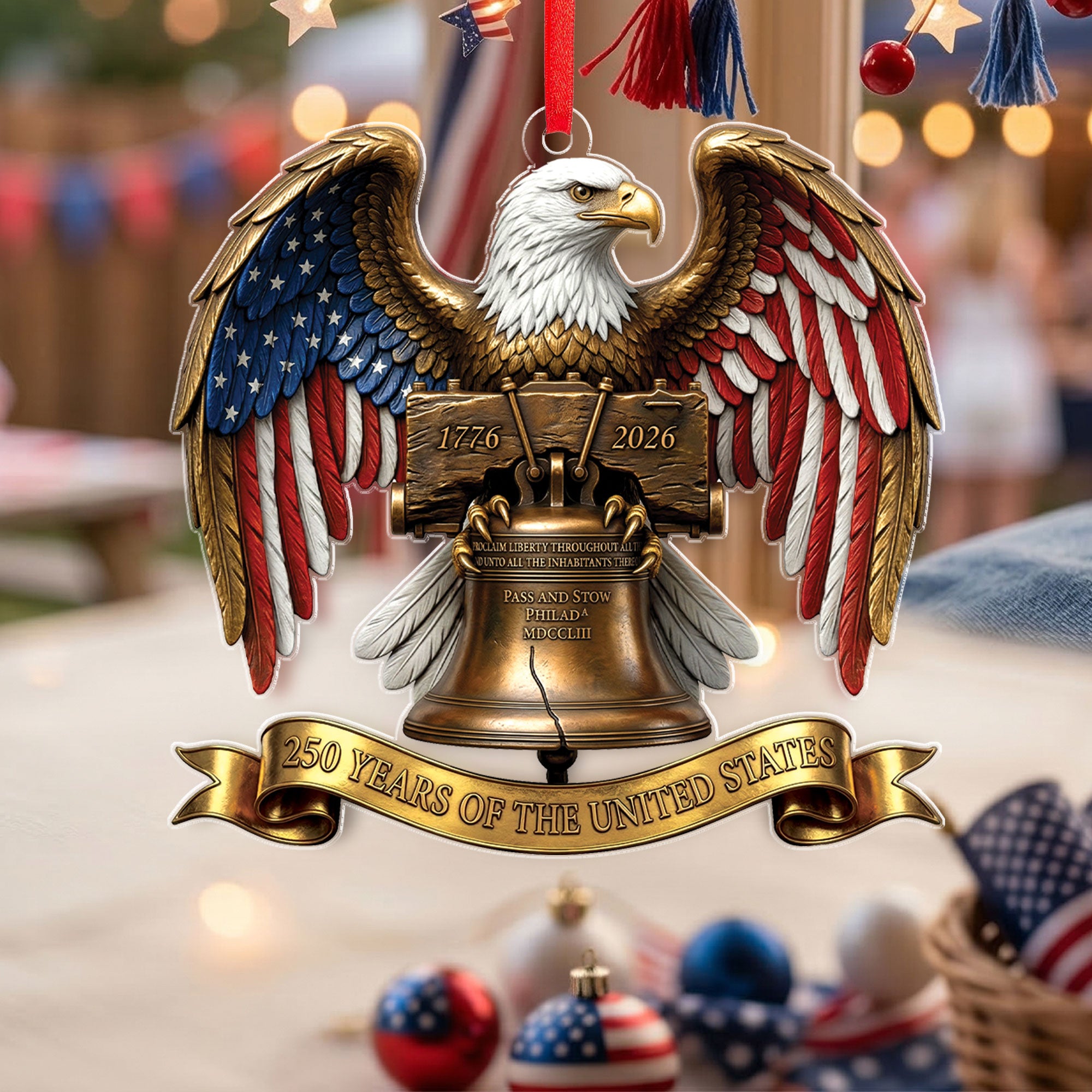 250 Years United States Wings of Liberty Bald Eagle Acrylic Ornament