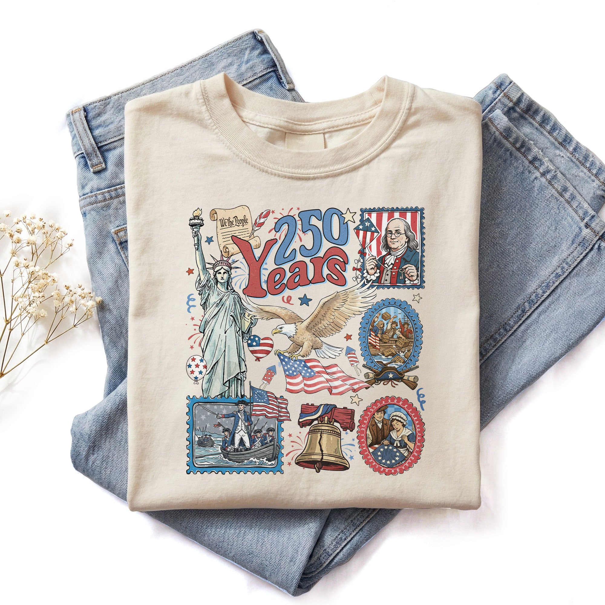 250th Anniversary America 1776-2026 Groovy Vintage Patriotic T-Shirt