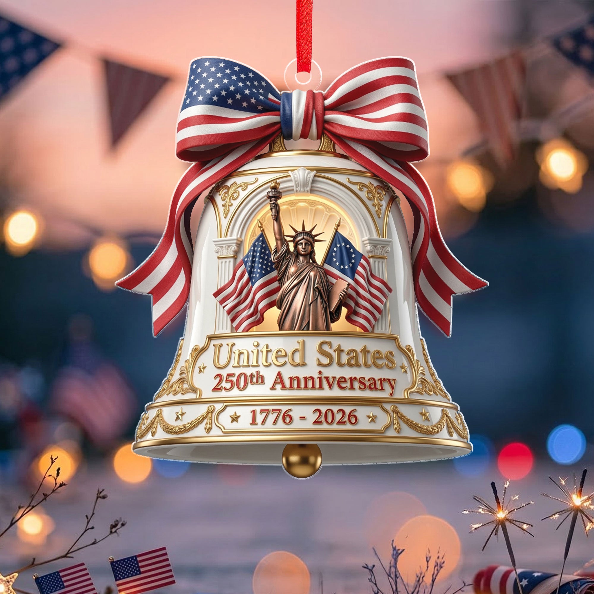 250th Anniversary U.S. Acrylic Ornament Statue of Liberty with Flags 2026 Commemorative