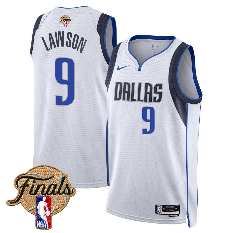 A.J. Lawson 9 Dallas Mavericks 2024 Finals Patch Swingman Jersey Association Edition White