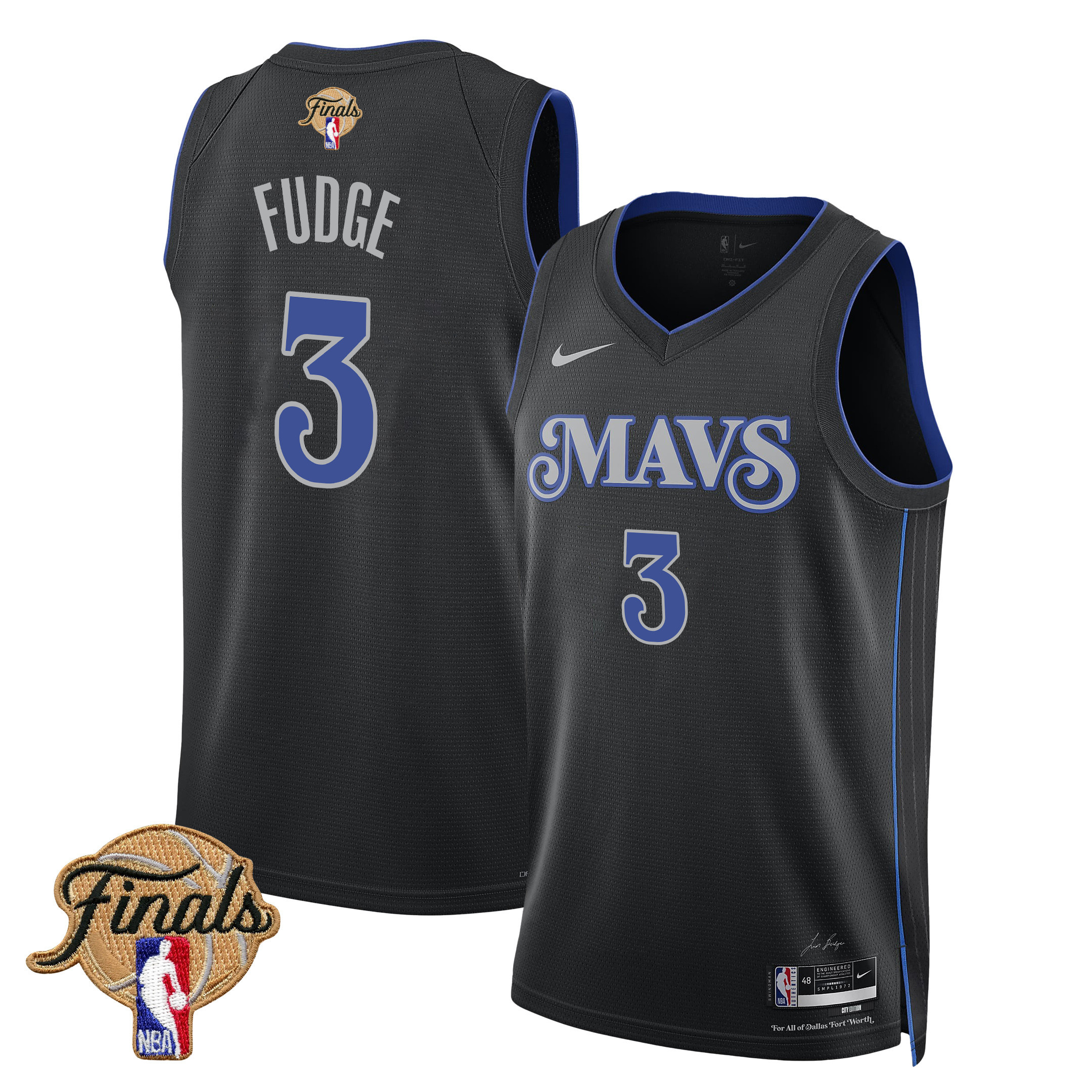 Alex Fudge 3 Dallas Mavericks 2024 Finals Patch Swingman Jersey City Edition Black
