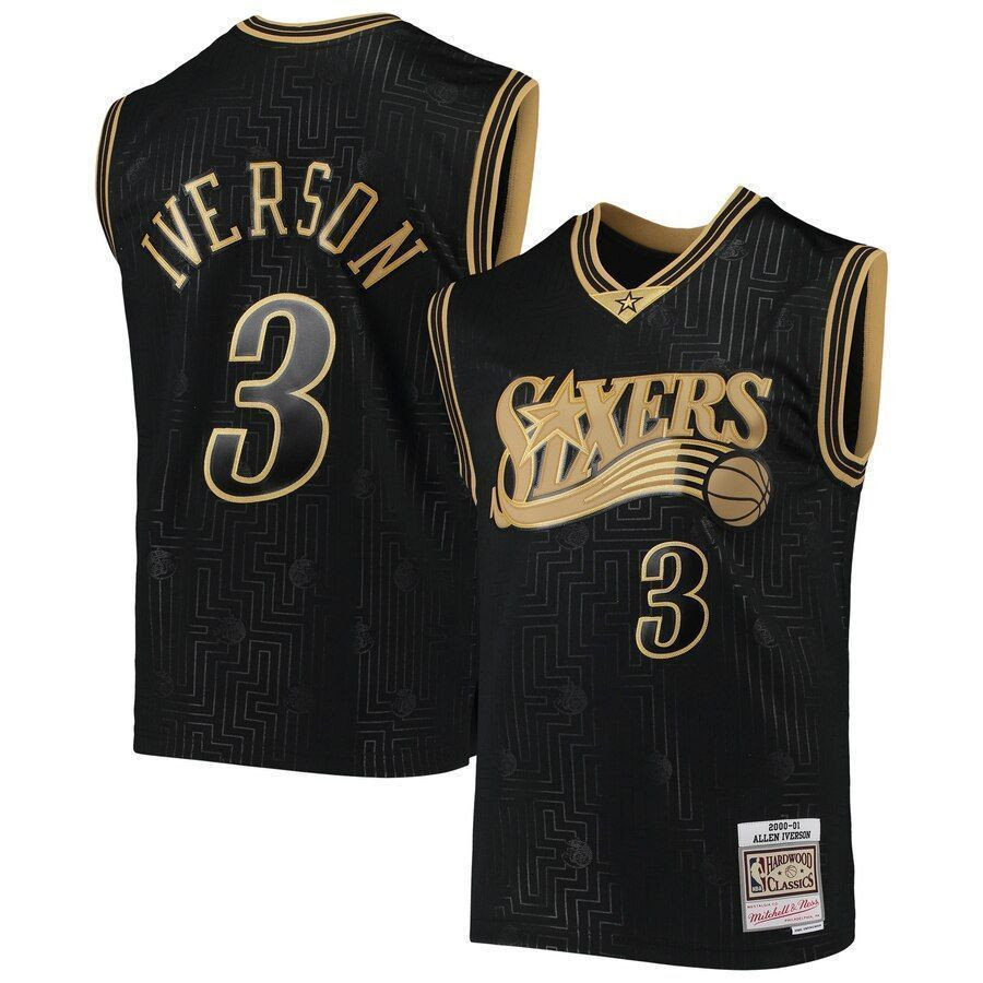 Allen Iverson Philadelphia 76ers Mitchell & Ness 2000-01 Hardwood Classics Chinese New Year Swingman Jersey Black