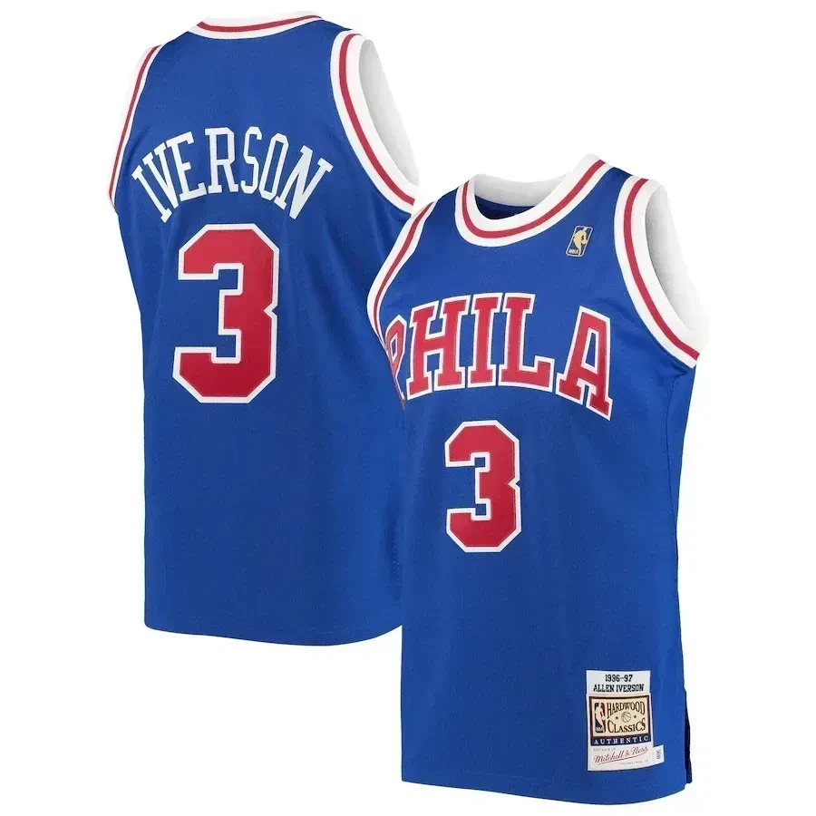 Allen Iverson Philadelphia 76ers Mitchell & Ness Hardwood Classics 1996 Jersey Royal Multicolor