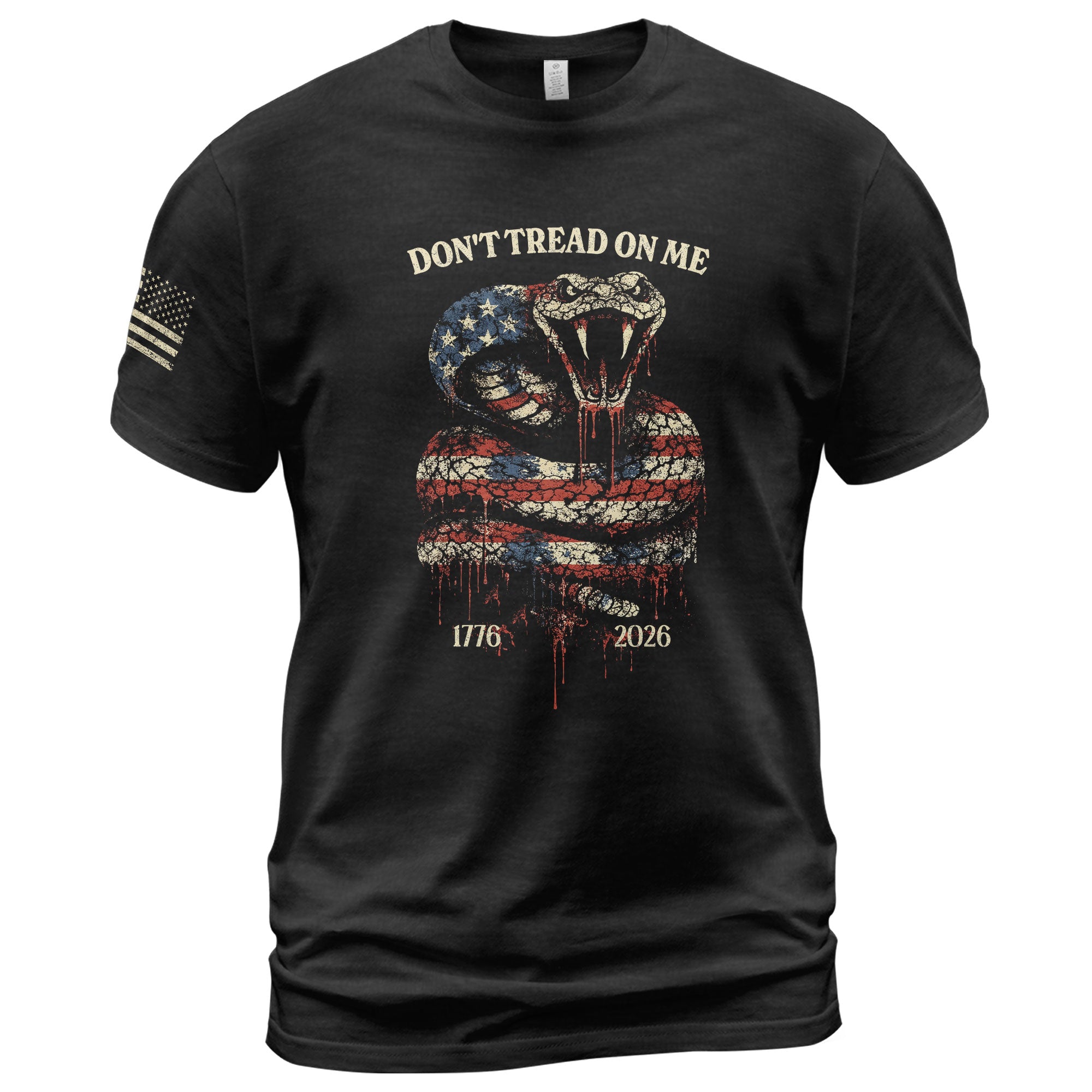 America 250th Anniversary 1776-2026 Don't Tread On Me Gadsden Snake Patriotic T-Shirt