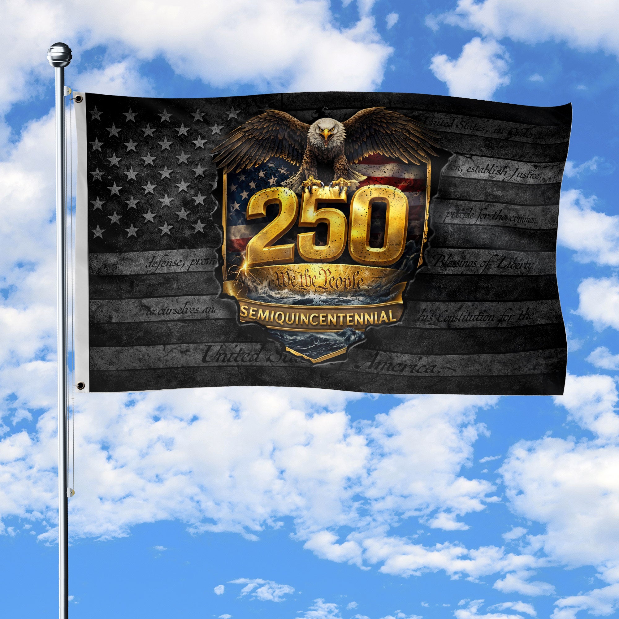America 250th Anniversary House Flag 1776-2026 Bald Eagle We The People Double-Sided