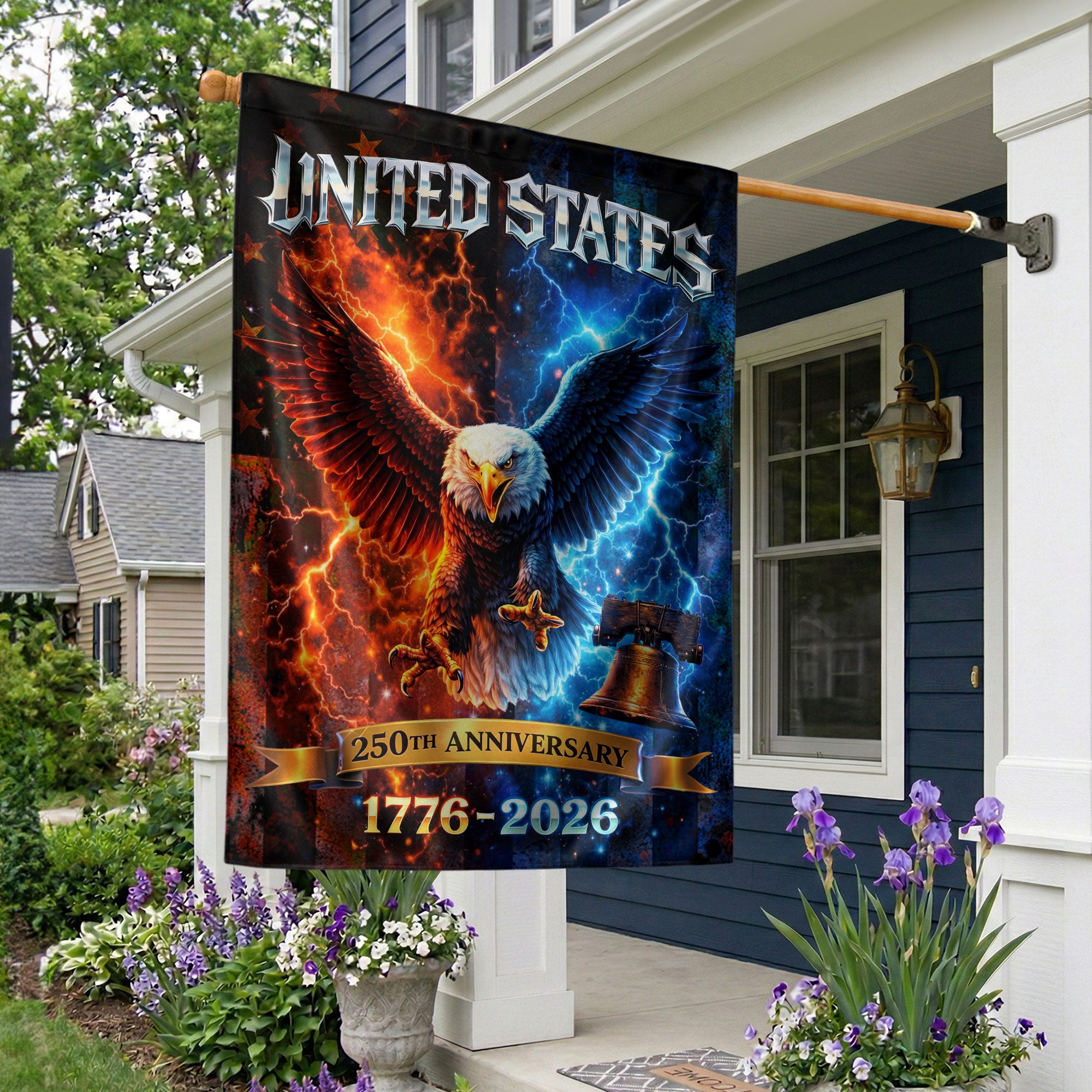 America 250th Anniversary House Flag Statue of Liberty Eagle 1776-2026 Double Sided Outdoor