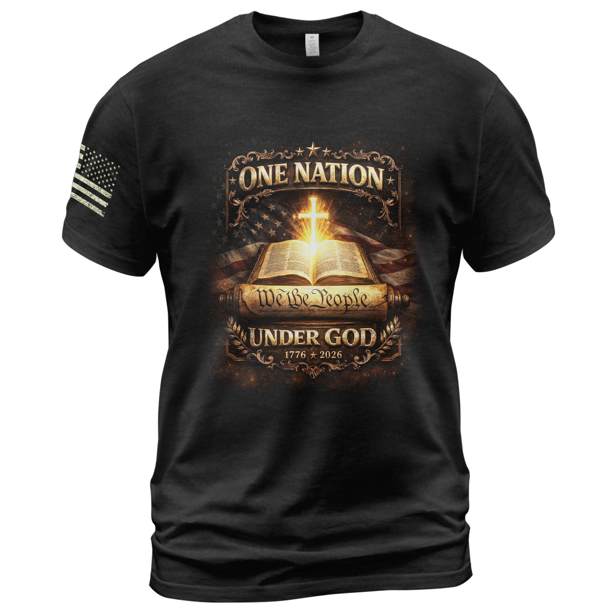America 250th Anniversary T-Shirt We The People Bible Flag One Nation Under God Patriotic Tee