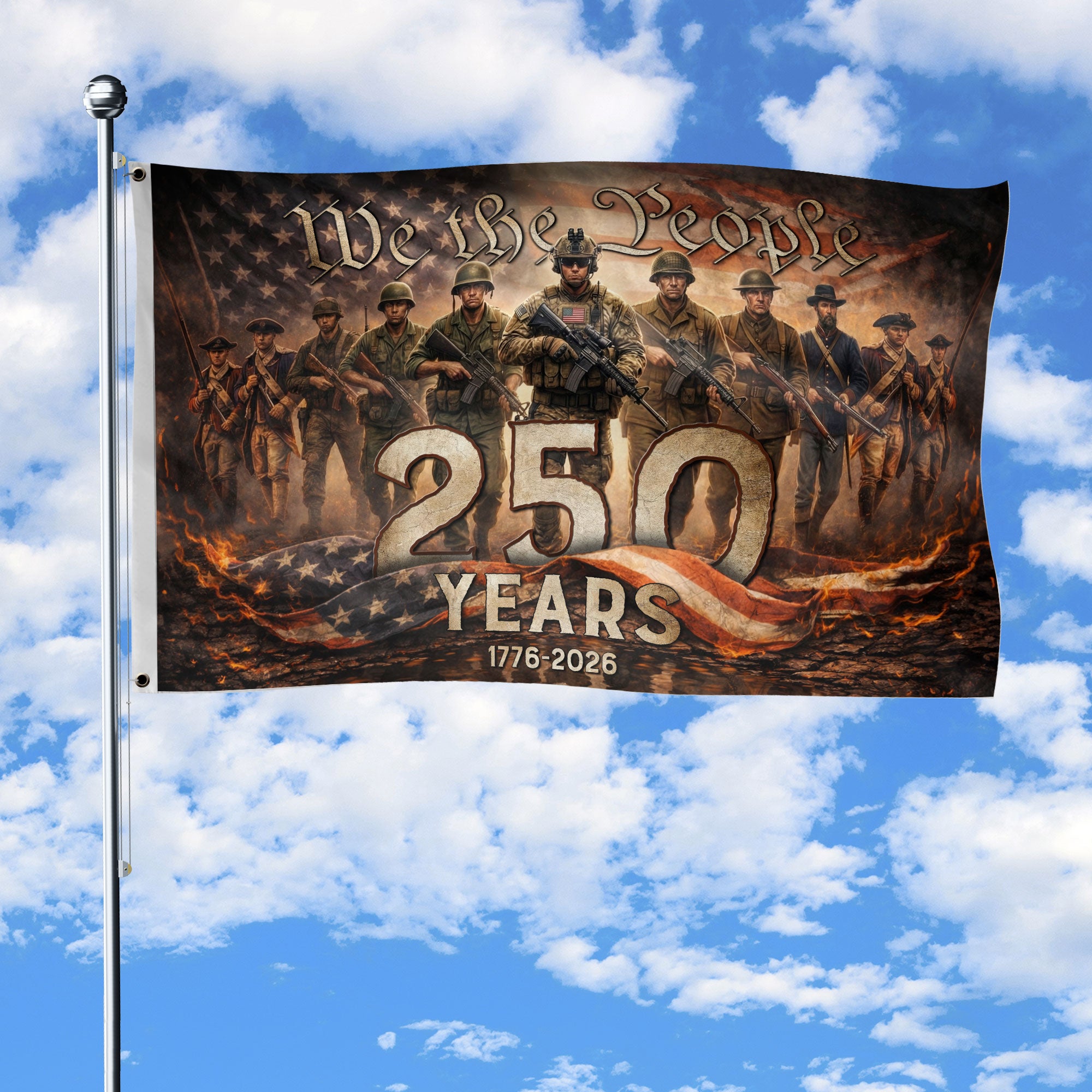 American 250th Anniversary Garden Flag 1776-2026 We The People Patriotic Soldiers