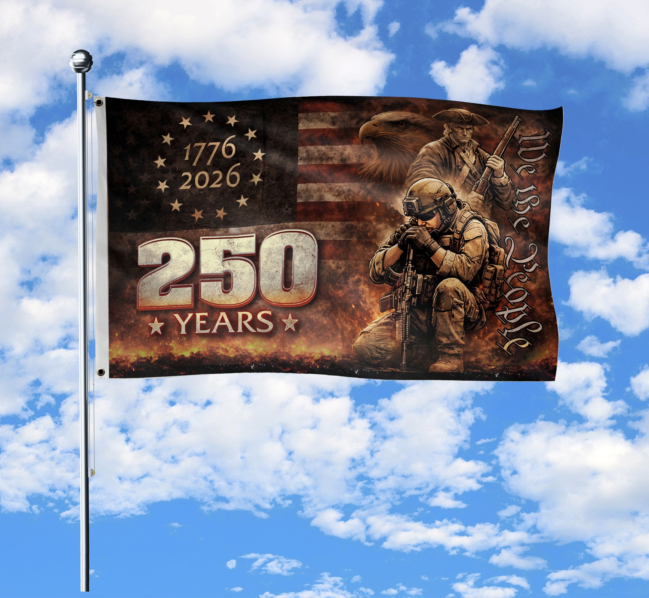 American Eagle 250th Flag 1776-2026 United States Patriotic Heritage Flag