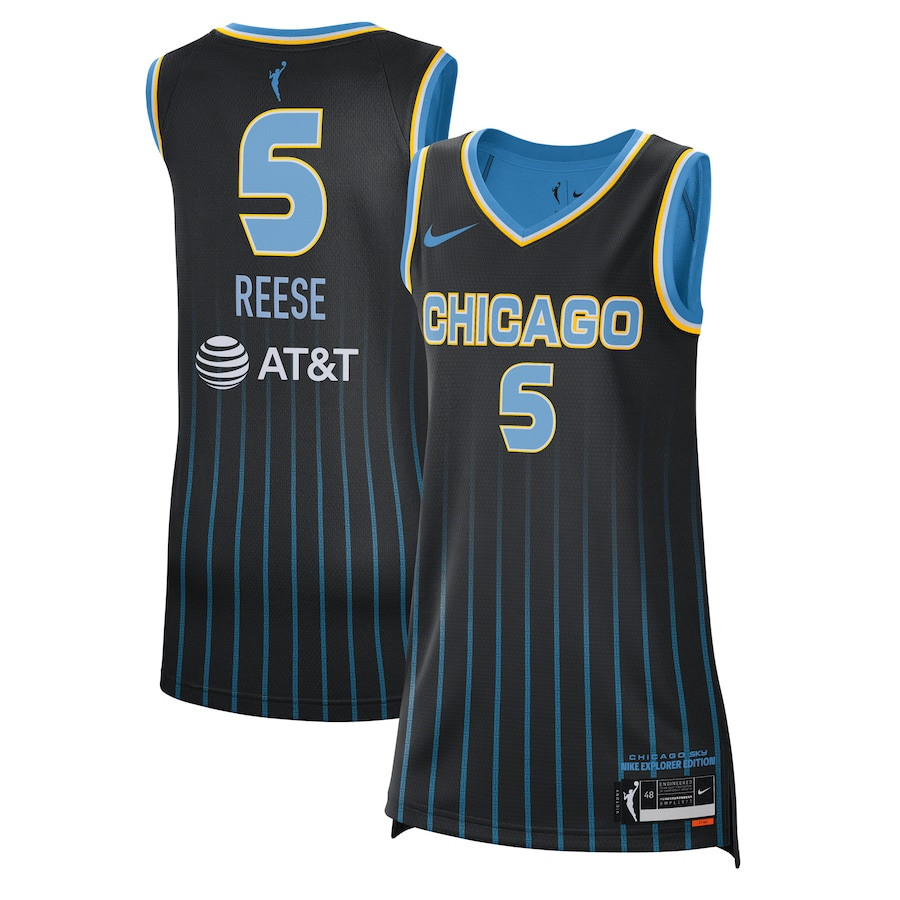 Angel Reese #5 Chicago Sky Unisex Explorer Edition Victory Jersey Black Multicolor